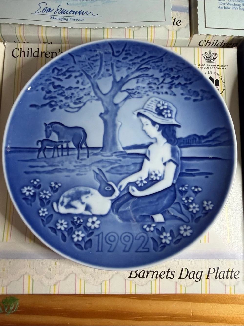 Lot of 7 Vintage Bing & Grondahl Children’s Day Plates 1985-1993 W/ Boxes